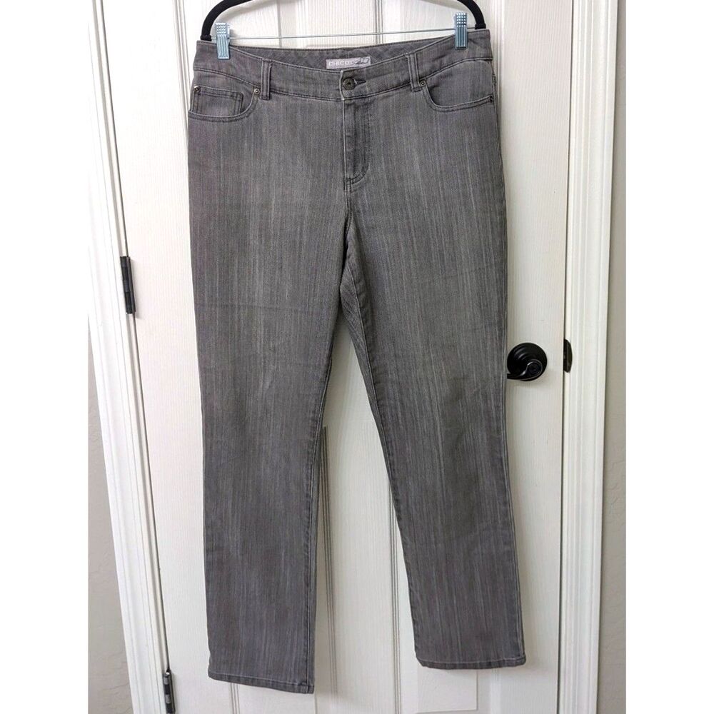 Chico Platinum Grey Mis-Rise Straight Leg Denim Jeans | SZ 2